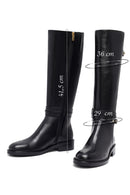 Woman Black Zippered Leather Boot | Derimod