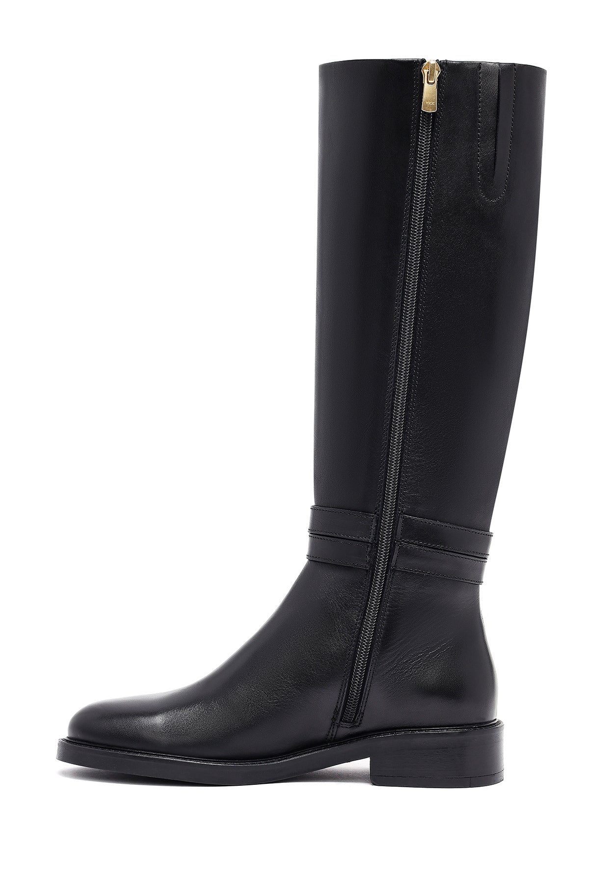 Kadın Siyah Fermuarlı Deri Çizme