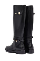 Woman Black Zippered Leather Boot | Derimod