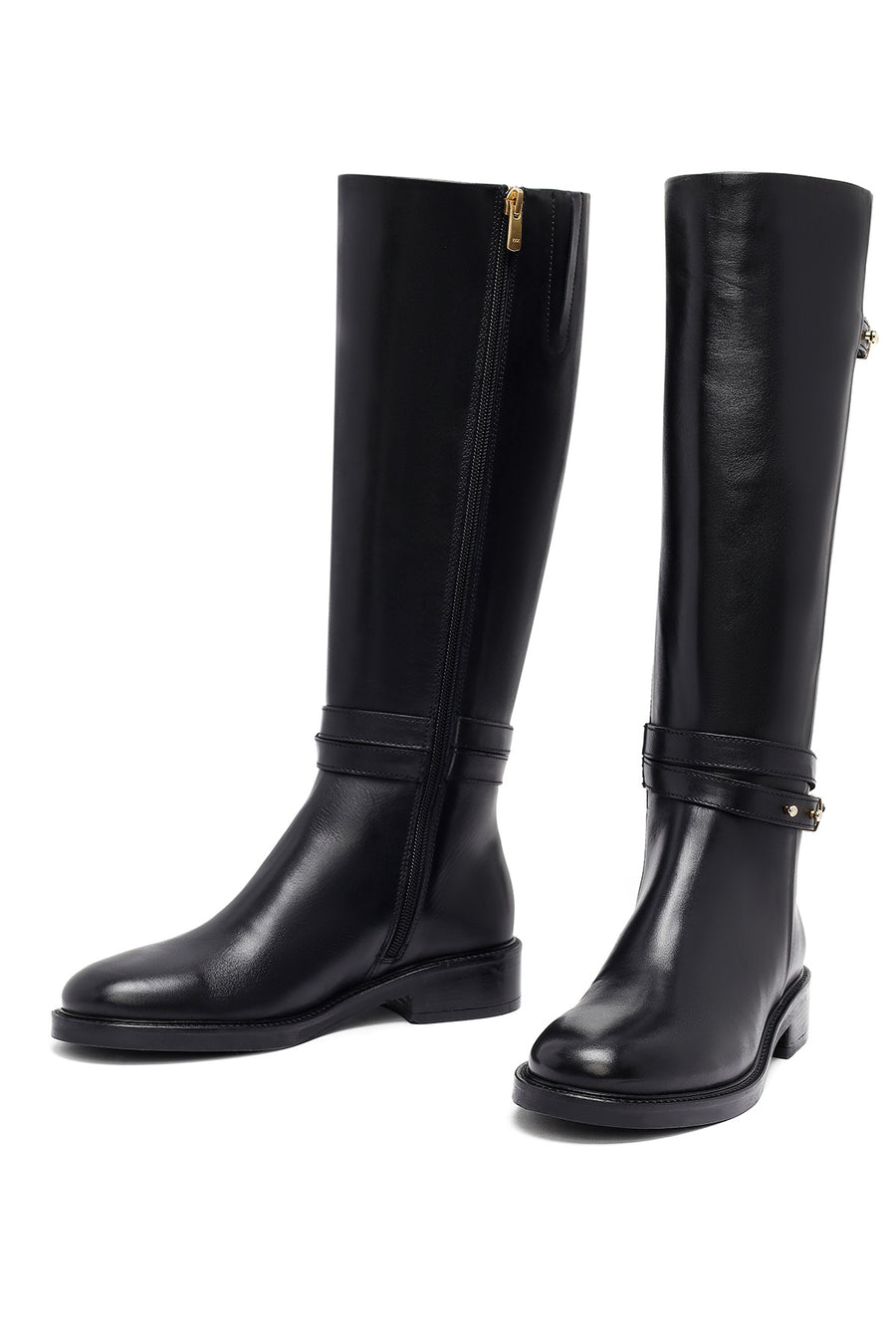 Kadın Siyah Fermuarlı Deri Çizme