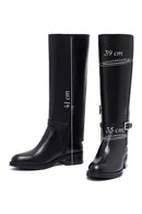 Kadın Siyah Fermuarlı Deri Çizme | Derimod