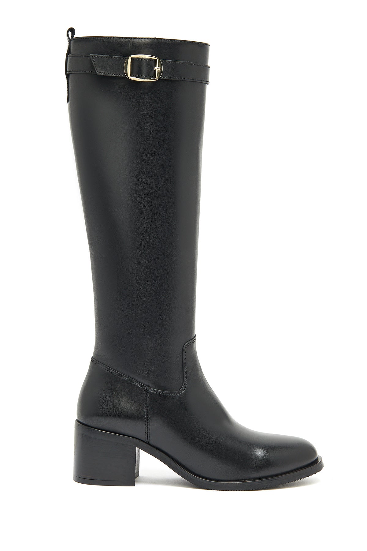 Kadın Siyah Fermuarlı Kalın Topuklu Deri Çizme 25WFD282018 | Derimod