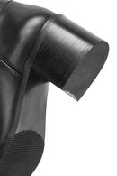 Kadın Siyah Fermuarlı Kalın Topuklu Deri Çizme | Derimod