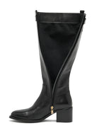 Kadın Siyah Fermuarlı Kalın Topuklu Deri Çizme | Derimod