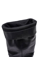 Kadın Siyah Fermuarlı Kalın Topuklu Deri Çizme | Derimod