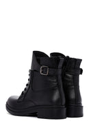 Woman Black Zippered Buckle Detail Leather Casual Boots | Derimod