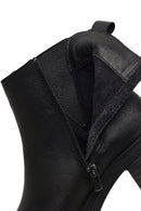 Women's Black Zippered Thick Heeled Leather Boot | Derimod