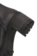 Women's Black Zippered Thick Heeled Leather Boot | Derimod