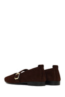 Kadın Kahverengi Tokalı Süet Deri Babet | Derimod