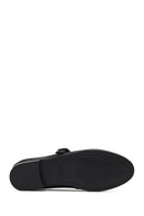 Women's Black Buckled Leather Ballet Flat | Derimod
