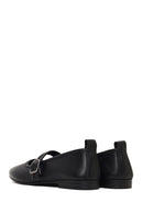 Women's Black Buckled Leather Ballet Flat | Derimod