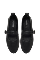 Women's Black Buckled Leather Ballet Flat | Derimod