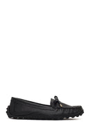 Women's Black Tasselled Leather Loafer | Derimod