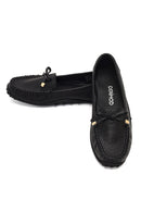 Women's Black Tasselled Leather Loafer | Derimod
