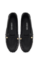 Women's Black Tasselled Leather Loafer | Derimod