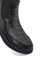 Woman Black Zippered Leather Comfort Boots | Derimod