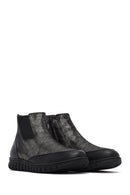 Woman Black Zippered Leather Comfort Boots | Derimod