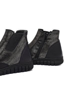 Woman Black Zippered Leather Comfort Boots | Derimod