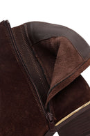 Kadın Kahverengi Fermuarlı Kısa Kalın Topuklu Süet Deri Bot | Derimod