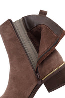 Kadın Vizon Fermuarlı Kısa Kalın Topuklu Süet Deri Bot | Derimod