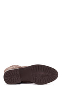 Kadın Vizon Fermuarlı Kısa Kalın Topuklu Süet Deri Bot | Derimod