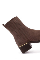 Kadın Vizon Fermuarlı Kısa Kalın Topuklu Süet Deri Bot | Derimod