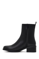 Women's Black Zippered Leather Boots | Derimod