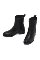Women's Black Zippered Leather Boots | Derimod