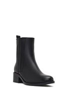 Women's Black Zippered Leather Boots | Derimod