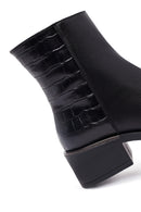 Kadın Siyah Fermuarlı Kısa Kalın Topuklu Deri Bot | Derimod