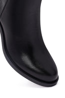 Kadın Siyah Fermuarlı Kısa Kalın Topuklu Deri Bot | Derimod