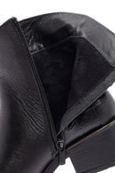 Kadın Siyah Fermuarlı Kısa Kalın Topuklu Deri Bot | Derimod