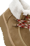 Woman Tan Thick-Soled Suede Leather Teddy Bot | Derimod