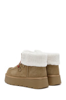 Woman Tan Thick-Soled Suede Leather Teddy Bot | Derimod