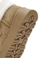 Woman Tan Thick-Soled Suede Leather Teddy Bot | Derimod