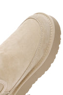 Woman Beige Thick-Soled Teddy Suede Leather Boat | Derimod