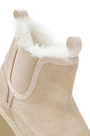 Woman Beige Thick-Soled Teddy Suede Leather Boat | Derimod