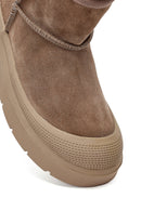 Kadın Pudra Kalın Tabanlı Süet Deri Teddy Bot | Derimod