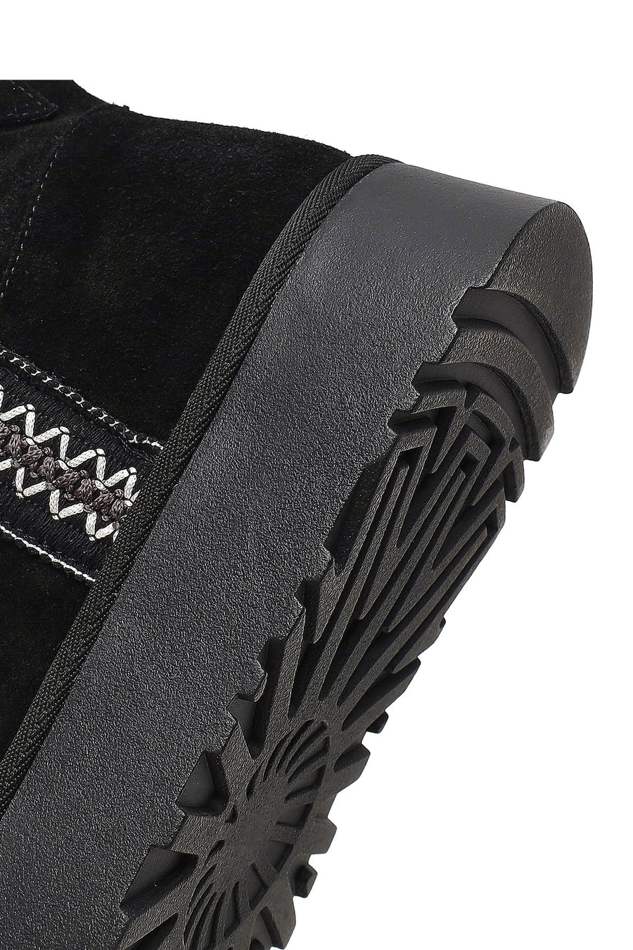 Women's Black Thick-Soled Patterned Suede Leather Teddy Boot