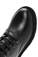 Woman Black Zippered Leather Boat | Derimod