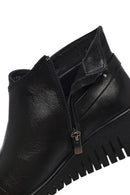 Woman Black Zippered Leather Comfort Boots | Derimod