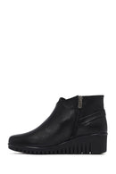 Woman Black Zippered Leather Comfort Boots | Derimod