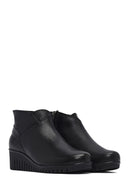 Woman Black Zippered Leather Comfort Boots | Derimod