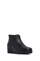 Woman Black Zippered Leather Comfort Boots | Derimod