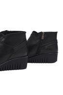 Woman Black Zippered Leather Comfort Boots | Derimod