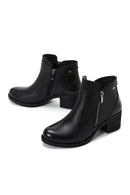 Kadın Siyah Fermuarlı Topuklu Deri Bot | Derimod