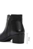 Woman Black Zippered Chunky Heels Leather Boat | Derimod