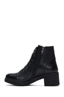 Woman Black Zippered Chunky Heels Leather Casual Boots | Derimod