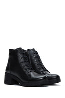 Woman Black Zippered Chunky Heels Leather Casual Boots | Derimod
