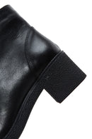 Woman Black Zippered Chunky Heels Leather Casual Boots | Derimod